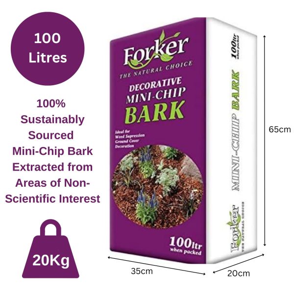 Decorative Mini-Chip Bark – 25L, 50L, 100L | Premium Garden Landscaping Bark | Sustainable Irish Forestry