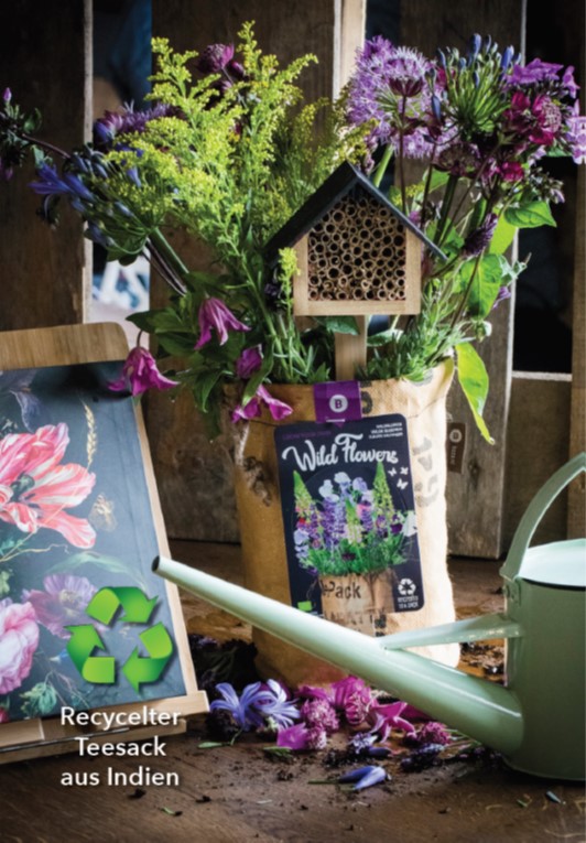 Organic wildflowers bee/insect hotel