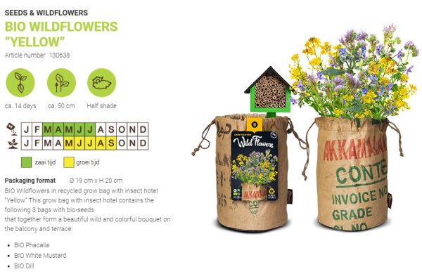 Organic wildflowers in recycled grow bag with bee/insect hotel! - Image 8
